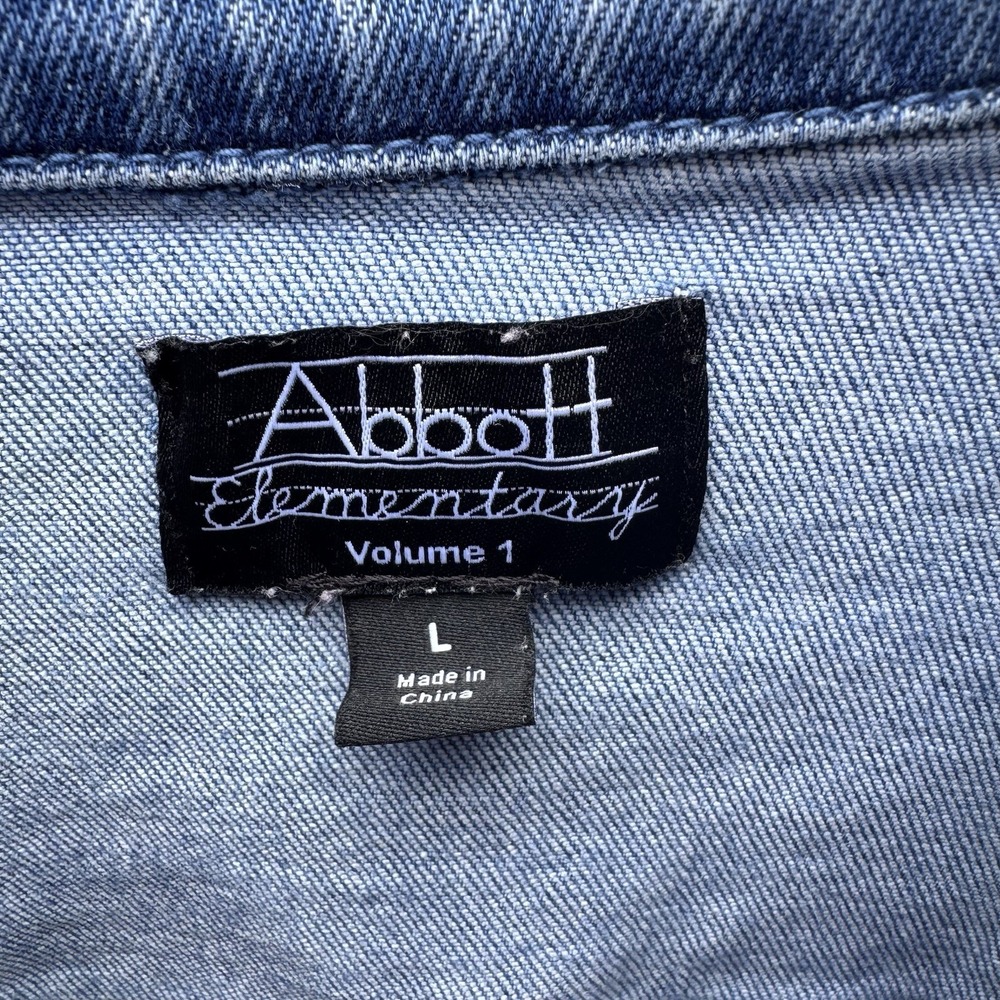 Denim Jean Jacket Women's Blue Button Up Front Pockets Cotton Large‎ L Classic - Picture 4 of 6